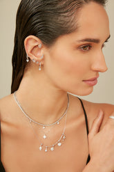 All Bright Silver Hoop, White Rhodium, Premium Cubic Zirconia + Give Magic Gift